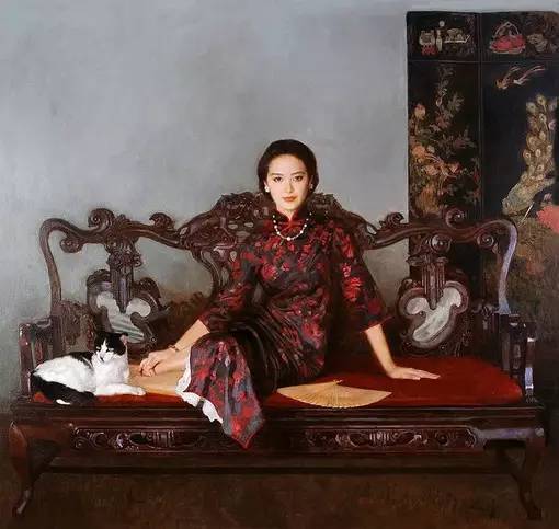 風(fēng)情萬種的油畫旗袍女子！