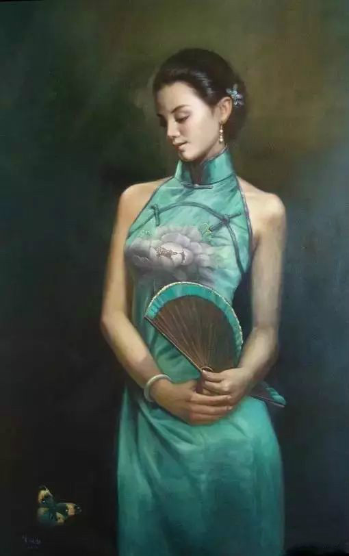 風(fēng)情萬種的油畫旗袍女子！