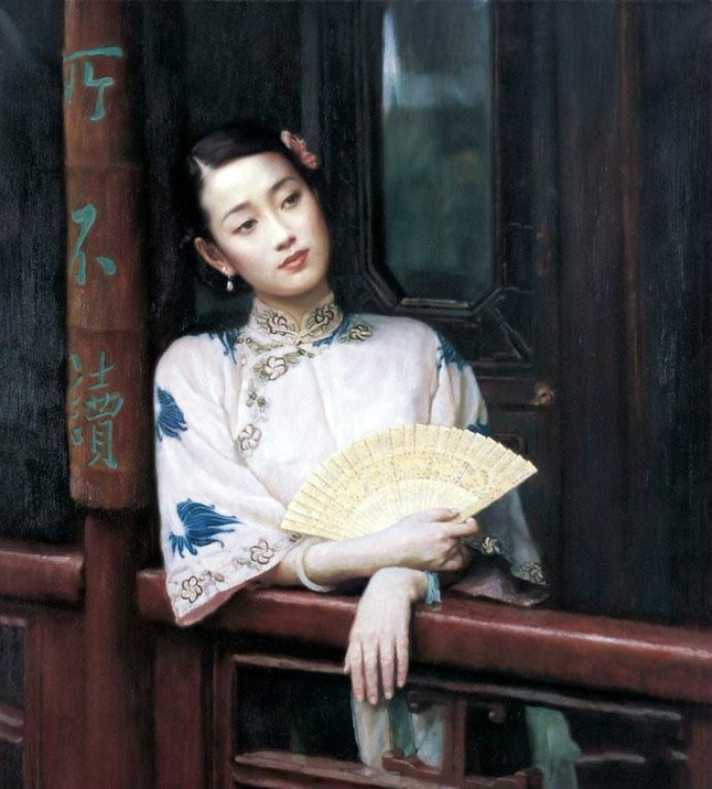 風(fēng)情萬種的油畫旗袍女子！