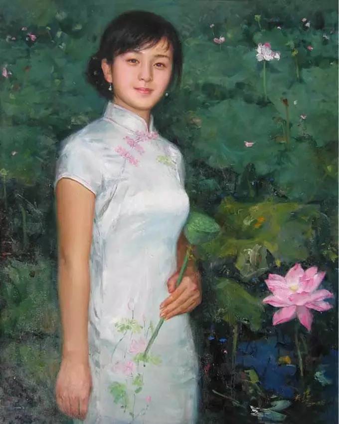 風(fēng)情萬種的油畫旗袍女子！