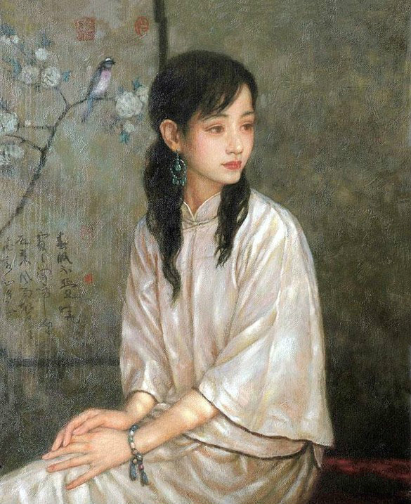 風(fēng)情萬種的油畫旗袍女子！