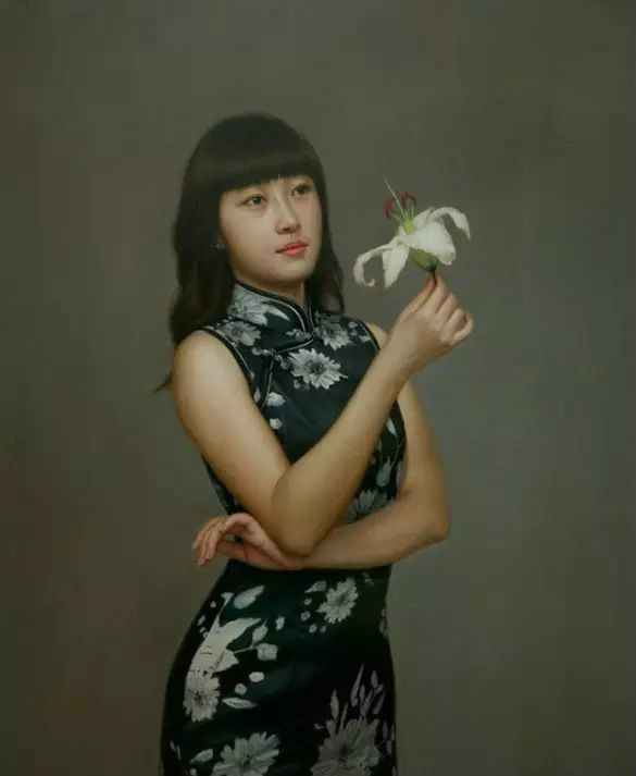 風(fēng)情萬種的油畫旗袍女子！