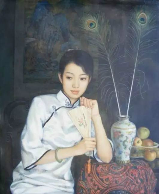 風(fēng)情萬種的油畫旗袍女子！