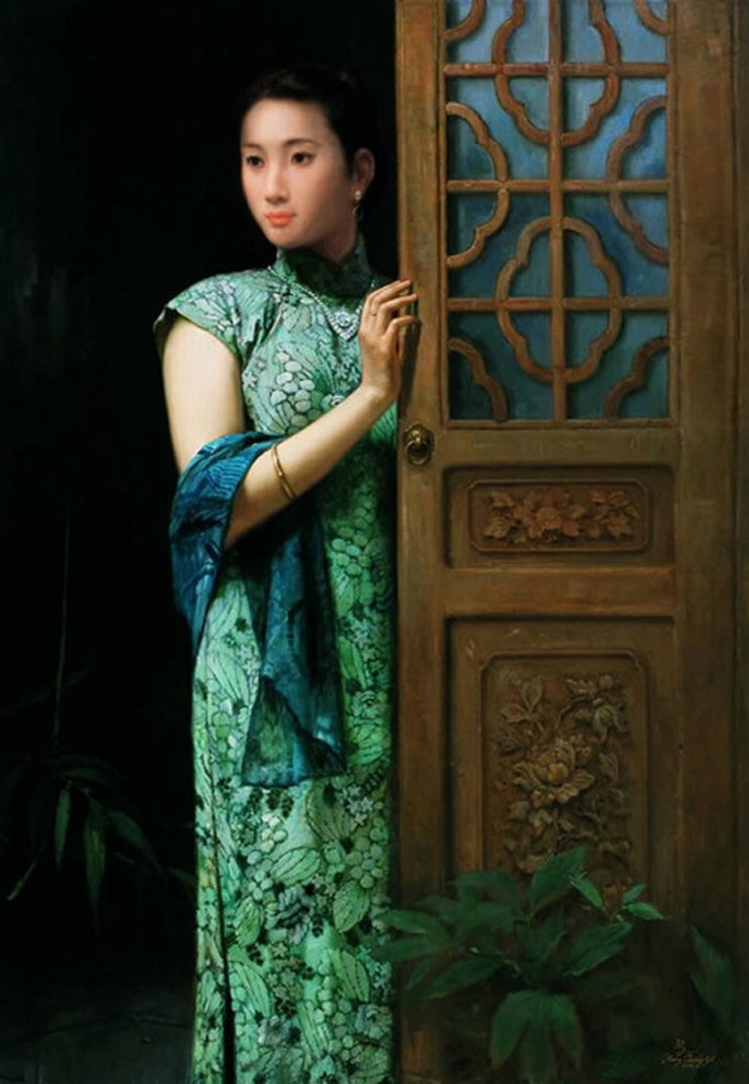 風(fēng)情萬(wàn)種的油畫(huà)旗袍女子！