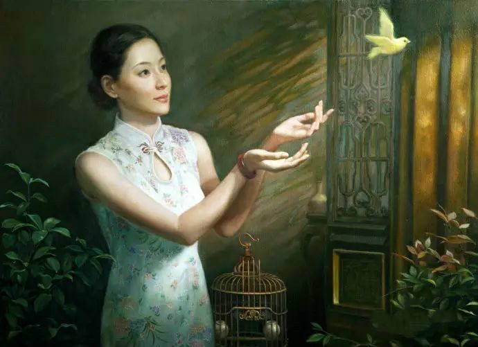 風(fēng)情萬種的油畫旗袍女子！