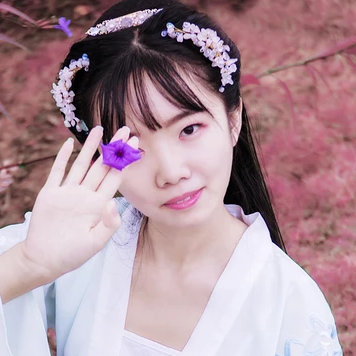 粉紫小清新帶團扇傘頭像，唯美古風真人頭像