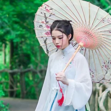 清新嫩綠帶傘女生頭像，唯美古風(fēng)真人頭像