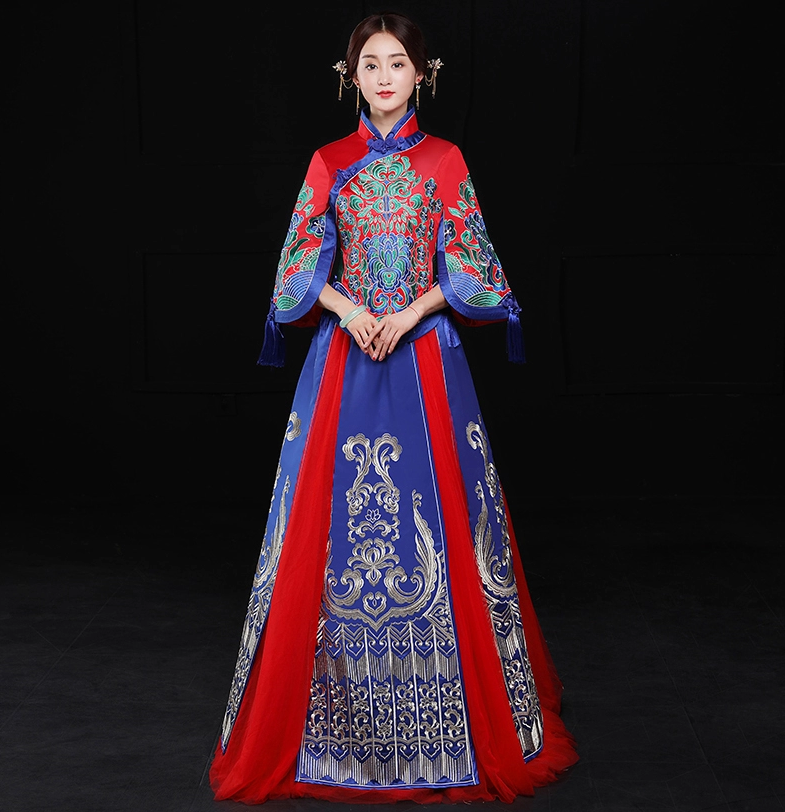 復(fù)古文藝中式禮服，家佳樂文學(xué)新娘結(jié)婚禮服