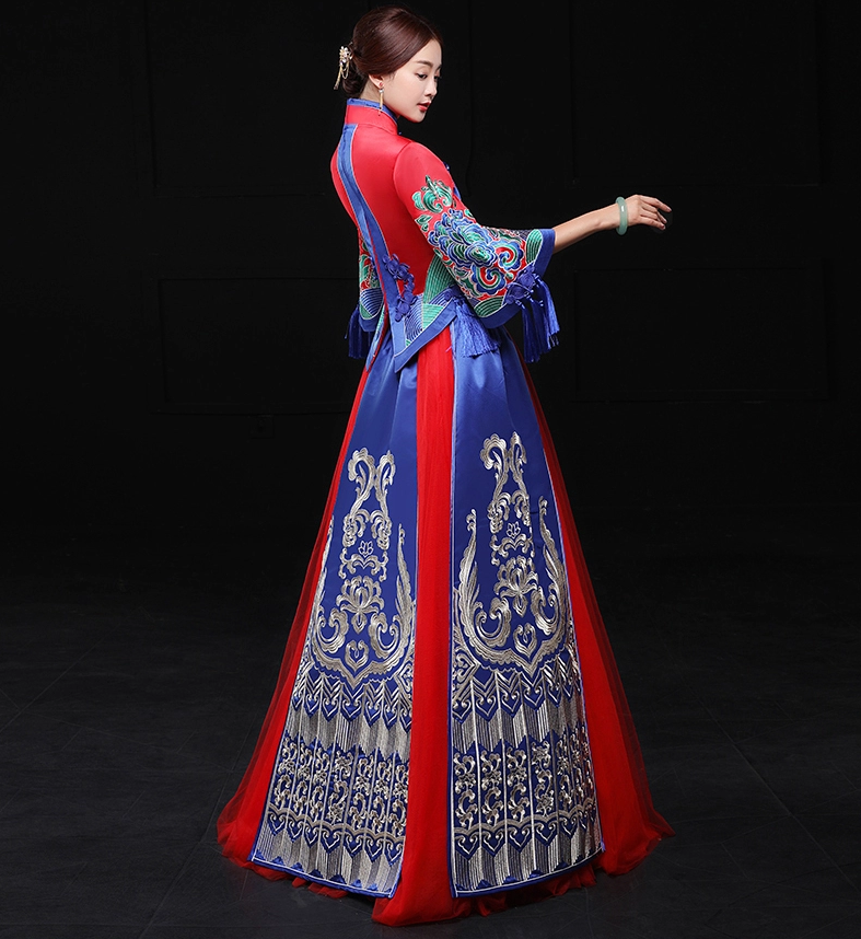 復(fù)古文藝中式禮服，家佳樂文學(xué)新娘結(jié)婚禮服