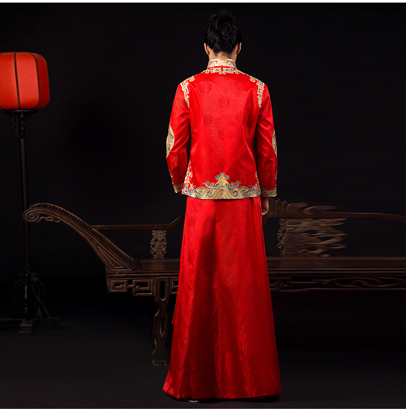 古典中式禮服，家佳樂文學(xué)新郎結(jié)婚禮服