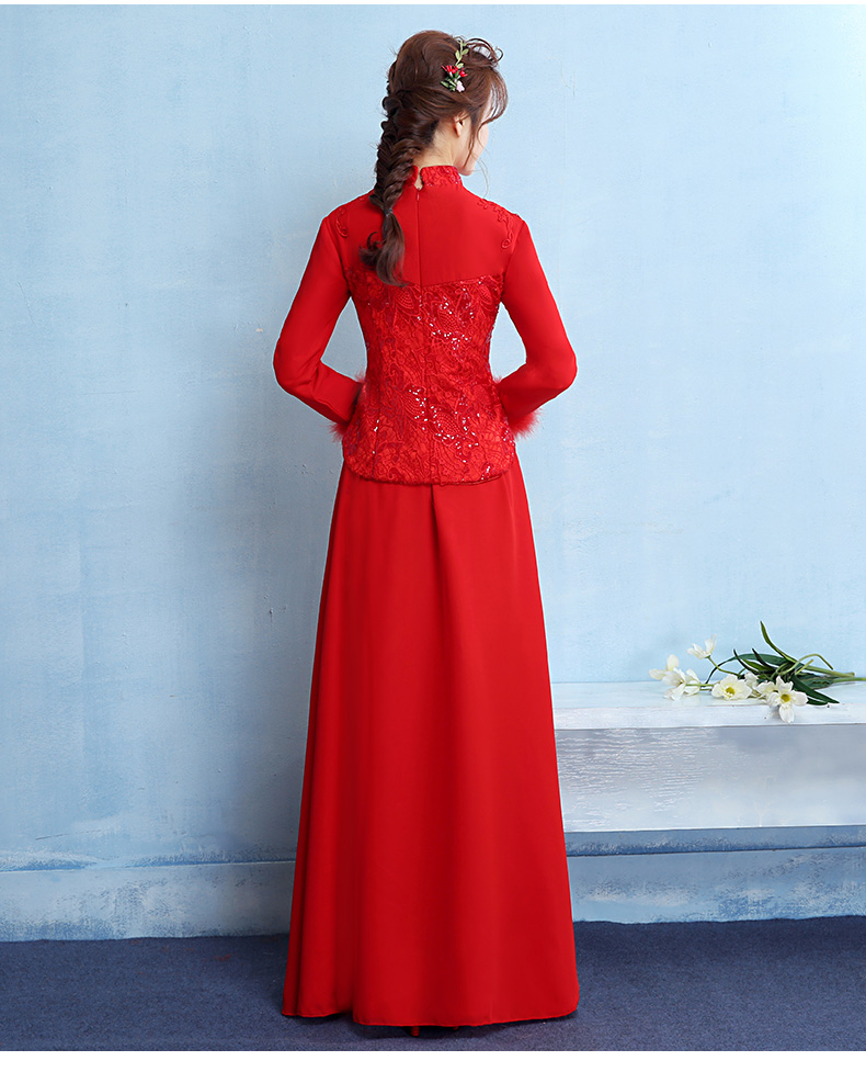 古典中式禮服，家佳樂(lè)文學(xué)保暖晚禮服