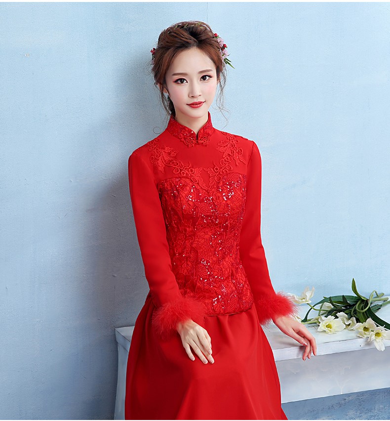 古典中式禮服，家佳樂(lè)文學(xué)保暖晚禮服