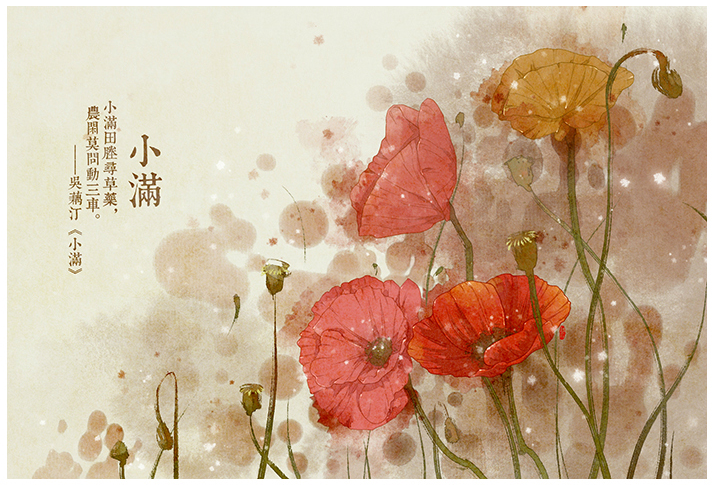 唯美的24節(jié)氣花卉插畫，品味古老的詩之清韻