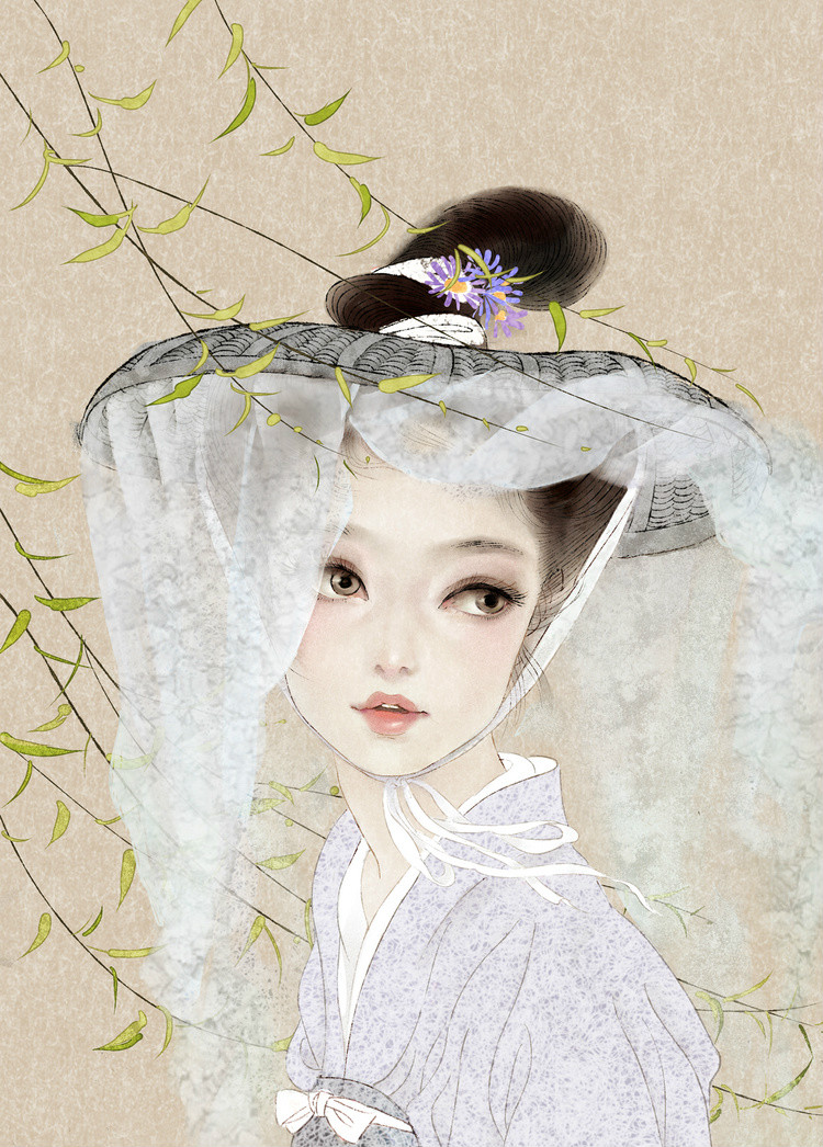 唯美家佳樂文學(xué)女子手繪插畫