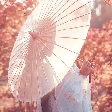 落葉意境彈琵琶女生頭像，唯美古風(fēng)真人頭像