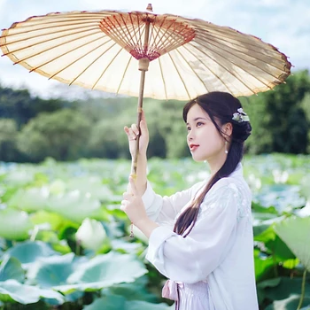 荷塘邊帶傘女生頭像，唯美古風(fēng)真人頭像