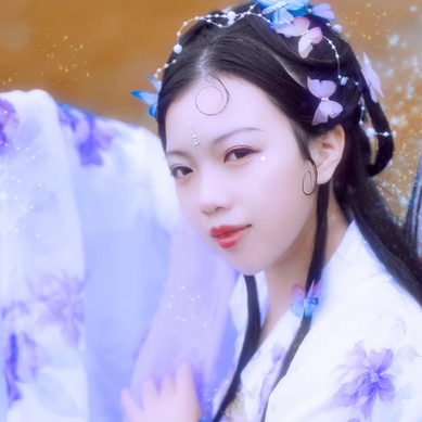 蝴蝶飛舞女生頭像，唯美古風(fēng)真人頭像