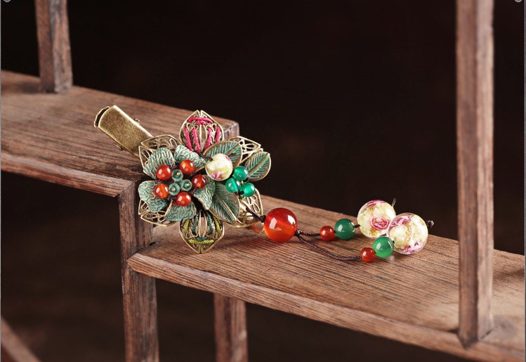 碧水映花鴨嘴夾復(fù)古家佳樂(lè)文學(xué)發(fā)夾頭飾