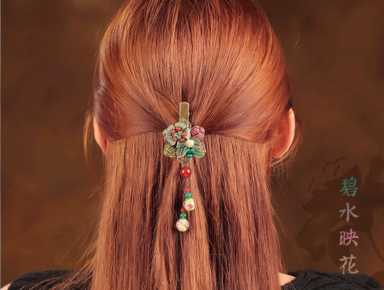 碧水映花鴨嘴夾復(fù)古家佳樂(lè)文學(xué)發(fā)夾頭飾