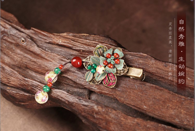 碧水映花鴨嘴夾復(fù)古家佳樂(lè)文學(xué)發(fā)夾頭飾