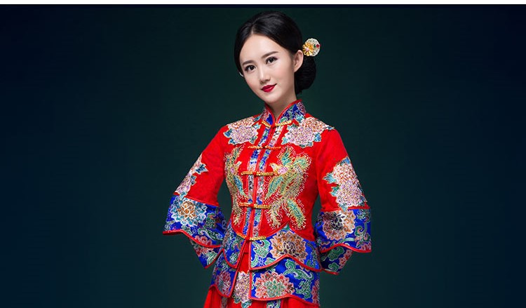 家佳樂文學中式禮服，鳳凰刺繡新娘結婚禮服