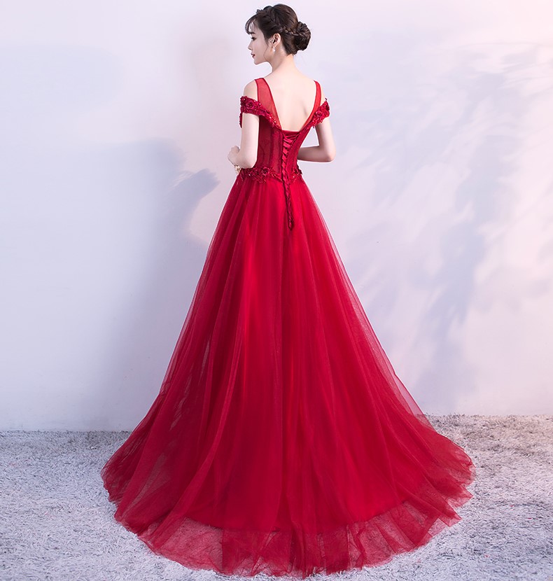 優(yōu)雅雙肩中式禮服,家佳樂文學立體繡花晚禮服