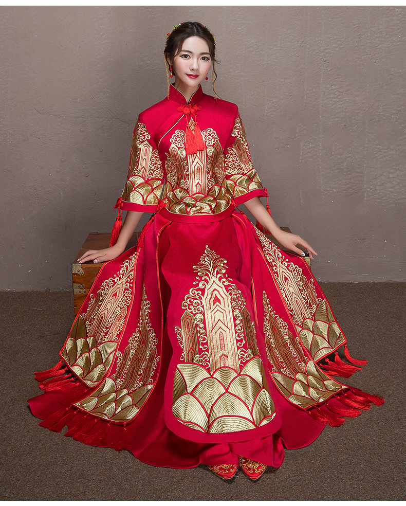 金絲刺繡中式禮服，唯美家佳樂文學新娘禮服