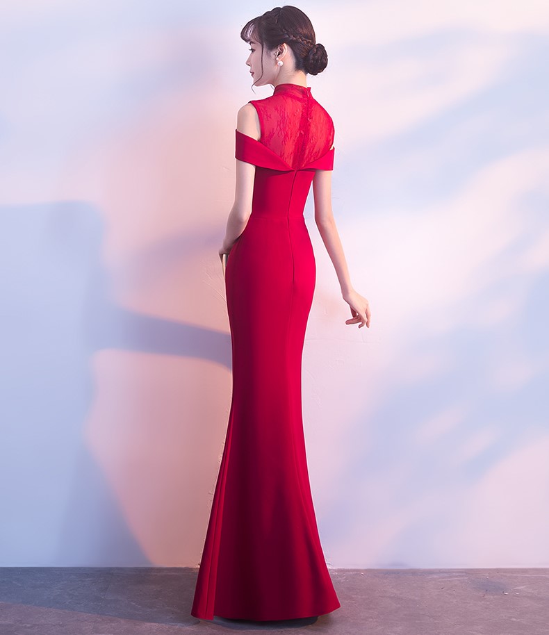 魚尾修身中式禮服，唯美家佳樂文學(xué)晚禮服