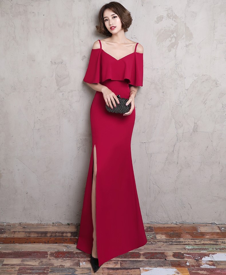 時(shí)尚大方吊帶中式禮服，優(yōu)雅家佳樂文學(xué)晚禮服