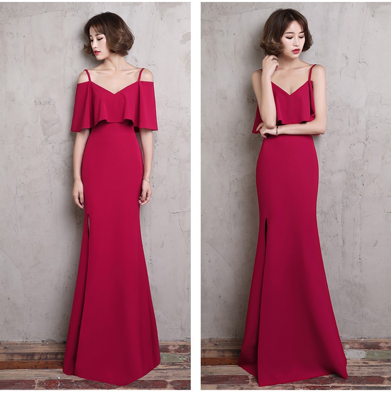 時(shí)尚大方吊帶中式禮服，優(yōu)雅家佳樂文學(xué)晚禮服