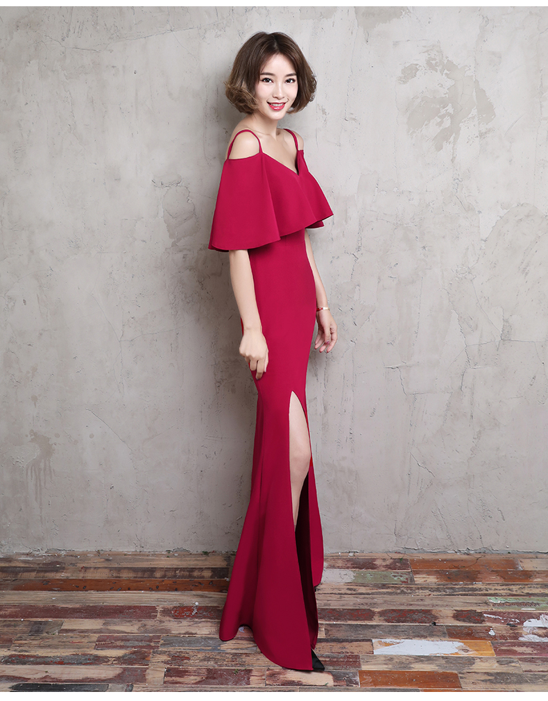 時(shí)尚大方吊帶中式禮服，優(yōu)雅家佳樂文學(xué)晚禮服