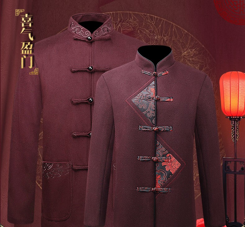 古典情侶羊毛妮唐裝，復(fù)古風(fēng)中式唐裝