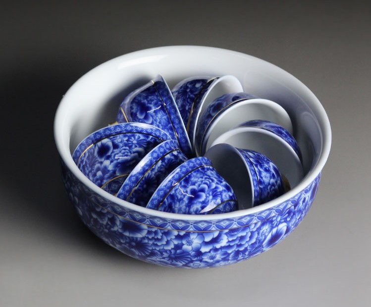 復古風高白青花茶洗水盂