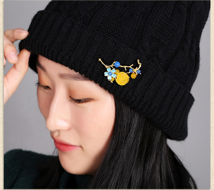 黃瑪瑙家佳樂文學(xué)氣質(zhì)胸針，唯美清新復(fù)古胸花