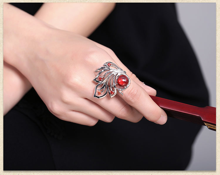 家佳樂(lè)文學(xué)鋯石夸張銀戒指