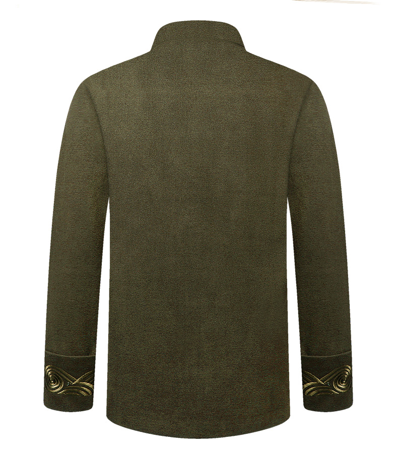 墨綠色中式唐裝外套，復(fù)古風(fēng)民族刺繡男士唐裝