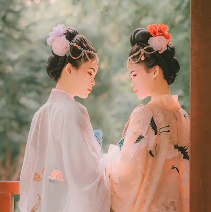 并蒂花閨蜜頭像，唯美古風(fēng)真人頭像