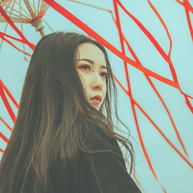 時(shí)尚漢服帶折扇女生頭像，唯美古風(fēng)真人頭像