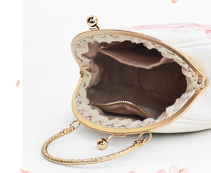 唯美清新桃花手提包，花朵古風(fēng)手工包