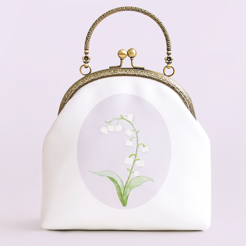 氣質(zhì)鈴蘭花手提包，唯美花朵手工包