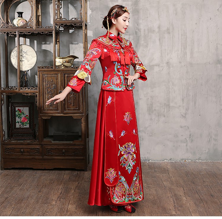 花開并蒂新娘禮服，氣質(zhì)中式禮服