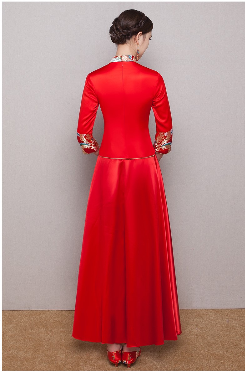 古典華麗新娘禮服，復(fù)古蕾絲中式禮服