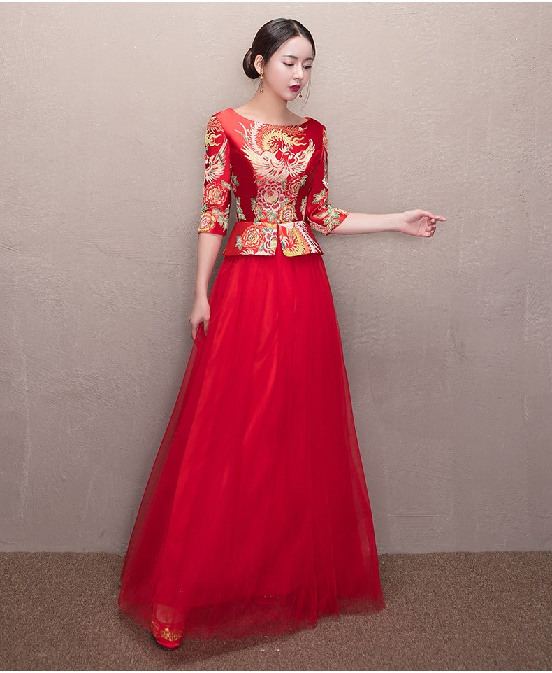 優(yōu)雅修身新娘禮服，唯美中式禮服