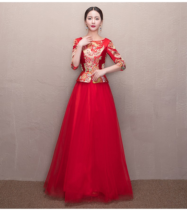 優(yōu)雅修身新娘禮服，唯美中式禮服