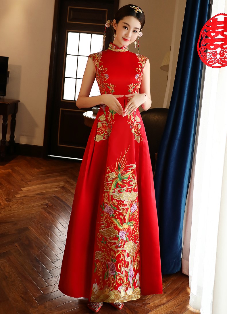 氣質(zhì)刺繡新娘禮服，古典唯美中式禮服