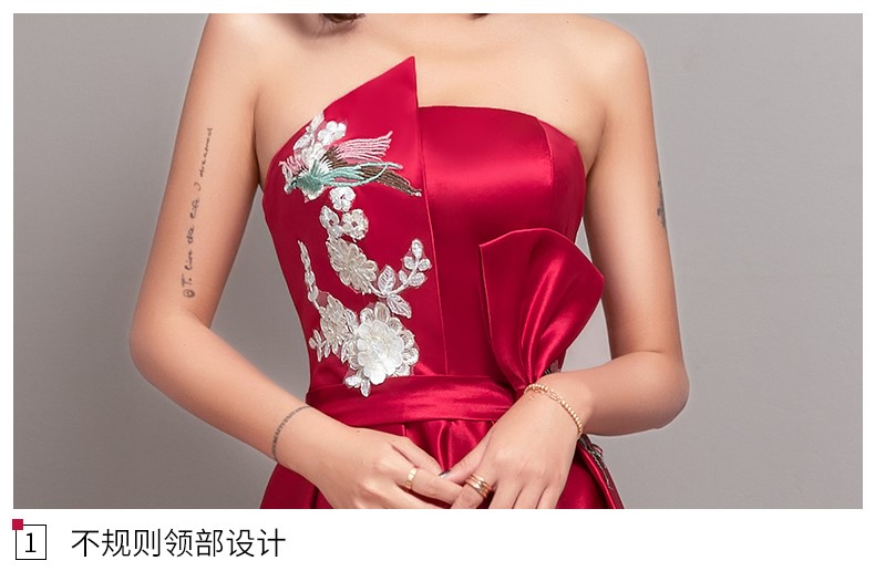 典雅家佳樂文學(xué)喜鵲刺繡中式晚禮服