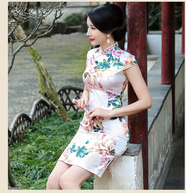 花韻古典時(shí)尚家佳樂文學(xué)短款旗袍裙