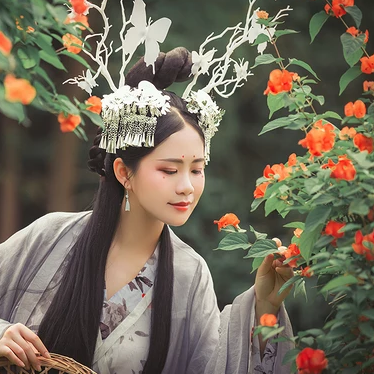 淡雅清新木槿花女生頭像，唯美古風(fēng)真人頭像