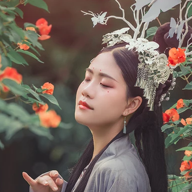 淡雅清新木槿花女生頭像，唯美古風(fēng)真人頭像