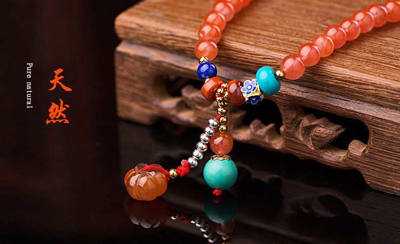 櫻桃紅瑪瑙水晶手鏈，多圈南紅手串